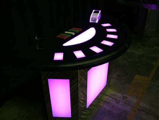 Purple Lighted Black Jack Table for Casino Parties