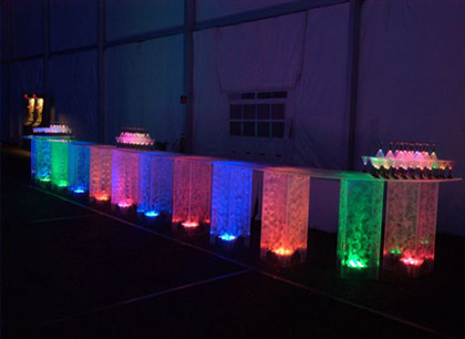 LED Lighted, Multi-colored, acrylic bar for rent - for parties and receptions