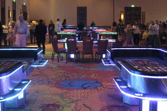 Lighted Tables Set Up for Casino Parties