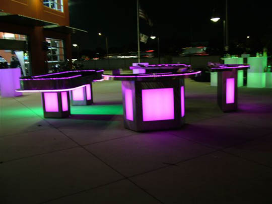 illuminated casino tables for casino parties
