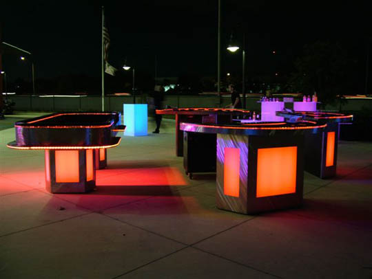 illuminated casino tables for casino parties