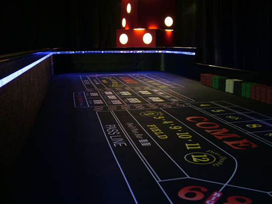 Felt Detail - Lighted Craps Table for Casino Party Rentals