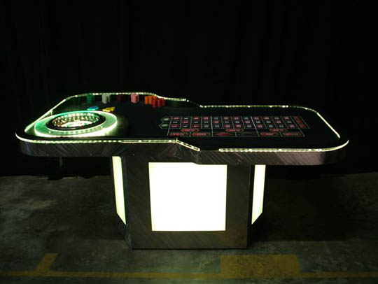 White Lighted Roulette Table for Casino Parties